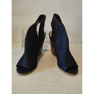 Women's Open‎ Toe Boots, 9W, Dark Blue Denim
